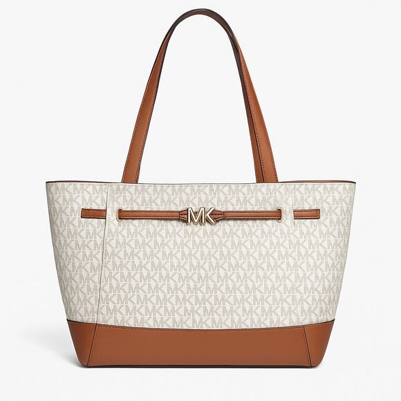 Michael Kors Jet Set Signature Tote Brown MK Logo Shoulder Bag - Picture 2 of 16